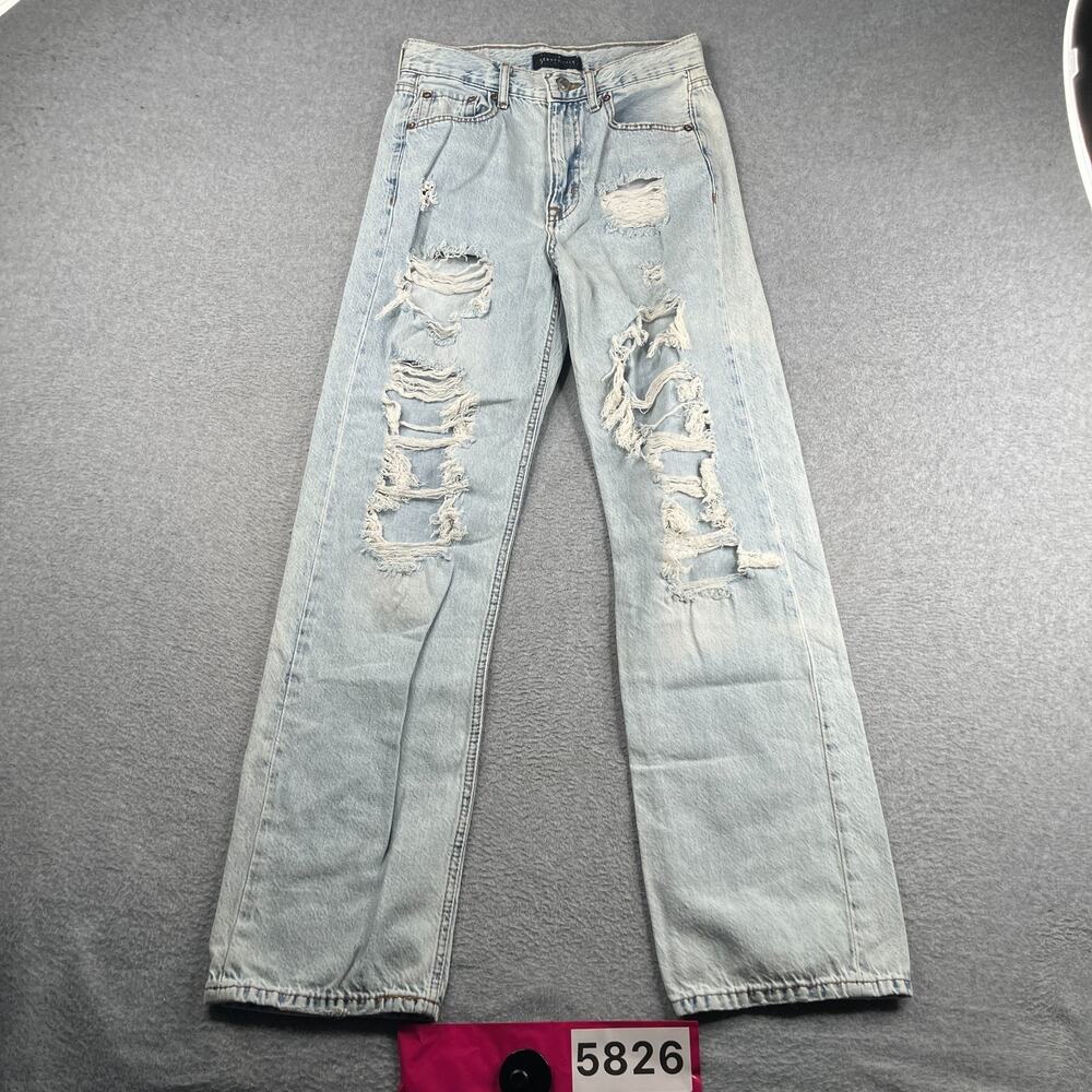 Aeropostale 90's Baggy Distressed Thrashed Denim Jeans Light Wash Womens Size 6